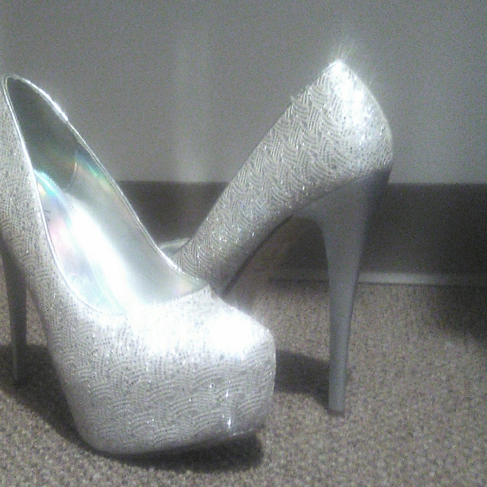 5" Silver Sparkly High Heels